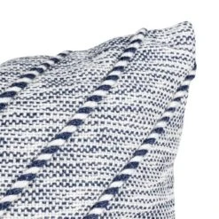 White & Blue Cross Stripe 18X18 Hand Woven Filled Outdoor Pillow - Foreside Home & Garden -Eco Haven Store GUEST 686023d7 3126 4f3e 994d e9dbcce1cf1c