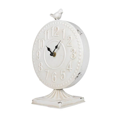 Bird Tabletop Clock White Metal - Foreside Home & Garden 5 Bird Tabletop Clock White Metal - Foreside Home & Garden - Image 3