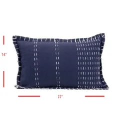 Blue Hand Woven 14x22" Decorative Cotton Throw Pillow And Hand Embroidered Pattern - Foreside Home & Garden 8 Blue Hand Woven 14x22" Decorative Cotton Throw Pillow And Hand Embroidered Pattern - Foreside Home & Garden -Eco Haven Store GUEST 6a1c75bc 642c 41ad 92db 1d7bf0899ae0