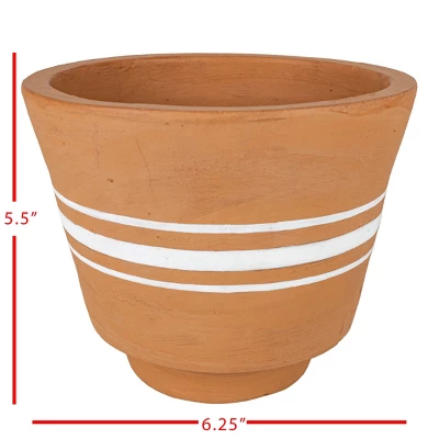 Multi White Stripe Terracotta Planter - Foreside Home & Garden 6 Multi White Stripe Terracotta Planter - Foreside Home & Garden - Image 4
