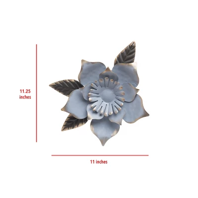 11 X 11.25 Inch Blue Metal Layered Flower Wall Décor - Foreside Home & Garden 7 11 X 11.25 Inch Blue Metal Layered Flower Wall Décor - Foreside Home & Garden - Image 5
