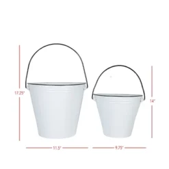 Set Of 2 Pail Wall Planters White Metal By Foreside Home & Garden -Eco Haven Store GUEST 6be08924 6d58 4008 b99a 9b61923335a4