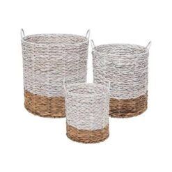 Set Of 3 Natural Water Hyacinth Decorative Storage Baskets With Handles -Eco Haven Store GUEST 6c4cde6c f904 44a7 bfaf e93781dddf30