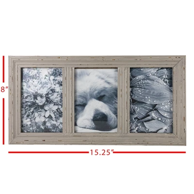 Distressed 4X6 Three Photo Frame Gray Wood, MDF & Glass - Foreside Home & Garden 8 Distressed 4X6 Three Photo Frame Gray Wood, MDF & Glass - Foreside Home & Garden - Image 6