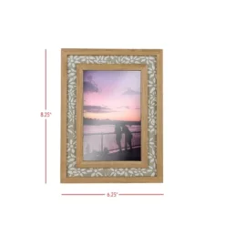 4X6 Inch Floral Picture Frame Tan Fabric Framed In Wood With MDF & Glass By Foreside Home & Garden -Eco Haven Store GUEST 6e8c5483 b34b 4b5c b304 fe7db6ace15a