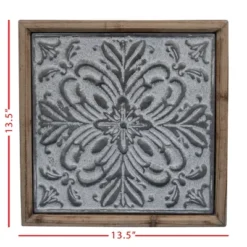 Whitewashed Tin Tile With Wood Frame Wall Decor - Foreside Home & Garden 13 Whitewashed Tin Tile With Wood Frame Wall Decor - Foreside Home & Garden -Eco Haven Store GUEST 7016a64f 23e1 4d0d a467 9530e2a56a52