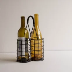 Black Metal Wine Bottle Caddy - Foreside Home & Garden -Eco Haven Store GUEST 720b2e65 e1ea 4ca4 ac25 f9298111683d