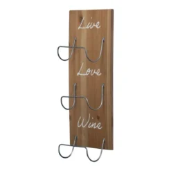 Eco Haven Store 26 Three Bottle "Live Love Wine" Wood Wall Mount Wine Rack - Foreside Home & Garden