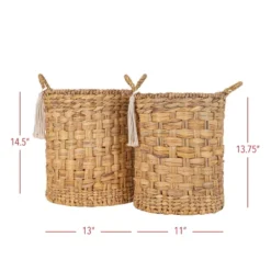 Set Of 2 Hand Woven With Tassel Baskets Water Hyacinth, Metal & Cotton Rope By Foreside Home & Garden -Eco Haven Store GUEST 72cf2f37 49e0 4596 bcc3 a20ea4a3ecc6