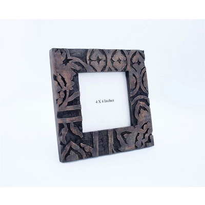 Dark Wood 4 X 4 Inch Carved Wood Picture Frame - Foreside Home & Garden 4 Dark Wood 4 X 4 Inch Carved Wood Picture Frame - Foreside Home & Garden - Image 2