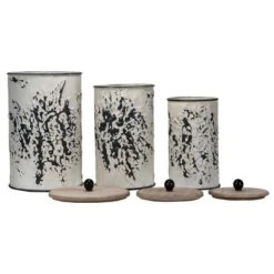 Set Of 3 Cream And Gray Floral Metal Decorative Storage Canisters - Foreside Home & Garden 17 Set Of 3 Cream And Gray Floral Metal Decorative Storage Canisters - Foreside Home & Garden -Eco Haven Store GUEST 738af412 29a2 422b 86f9 6c4bca870979