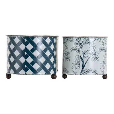 Set Of 2 Multicolored Galvanized Metal Planters With Round Feet - Foreside Home & Garden 5 Set Of 2 Multicolored Galvanized Metal Planters With Round Feet - Foreside Home & Garden - Image 3