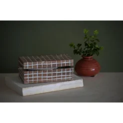 Handcarved Plaid 6x4" Lidded Decorative Wood Storage Box - Foreside Home & Garden -Eco Haven Store GUEST 75ad5cab 5cc6 4b7b b805 2cd6c277ac30