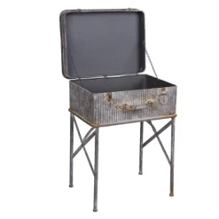 Eco Haven Store 32 Distressed Metal Suitcase Side/End Table - Foreside Home And Garden