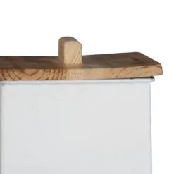 White Enamel Metal Lidded Decorative Storage Canister - Foreside Home & Garden -Eco Haven Store GUEST 7670eeac 7ea8 4129 9004 97a22700cfbe