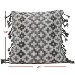 24x24 Inches Hand Woven Gray Polyester With Polyester Fill Pillow - Foreside Home & Garden 9 24x24 Inches Hand Woven Gray Polyester With Polyester Fill Pillow - Foreside Home & Garden -Eco Haven Store GUEST 76c1b20a 9283 438d bea5 0404254a0fc2