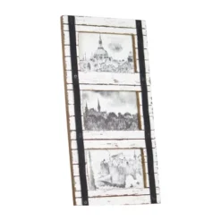 Triple 4 X 6 Inch Decorative Distressed White Wood Picture Frame With Metal Accents - Foreside Home & Garden