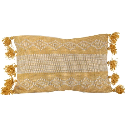 Diamond Pattern Hand Woven 14x22" Outdoor Decorative Throw Pillow With Hand Tied Tassels - Foreside Home & Garden 8 Diamond Pattern Hand Woven 14x22" Outdoor Decorative Throw Pillow With Hand Tied Tassels - Foreside Home & Garden - Image 6