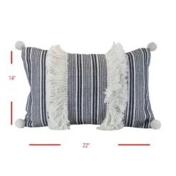 Blue Striped Hand Woven 14x22" Outdoor Decorative Throw Pillow With Hand Tied Tassels And Pom Poms - Foreside Home & Garden 11 Blue Striped Hand Woven 14x22" Outdoor Decorative Throw Pillow With Hand Tied Tassels And Pom Poms - Foreside Home & Garden -Eco Haven Store GUEST 77e8ca18 15cf 403c 9aee 3ed827e659c1