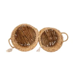 Set Of 2 Hand Woven With Tassel Baskets Water Hyacinth, Metal & Cotton Rope By Foreside Home & Garden -Eco Haven Store GUEST 77f51948 365c 49fd b38f d64d75f7cb98
