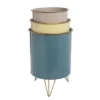 Set Of 3 Blue, Yellow And Gray Decorative Nesting Storage Bins With Brass Hairpin Legs - Foreside Home & Garden -Eco Haven Store GUEST 7c58c694 9d1e 419e 8f28 180f323749fe