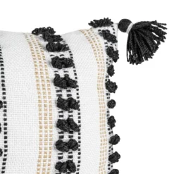 Black Tassels, Tan Striped 14X22 Hand Woven Filled Outdoor Pillow - Foreside Home & Garden 9 Black Tassels, Tan Striped 14X22 Hand Woven Filled Outdoor Pillow - Foreside Home & Garden -Eco Haven Store GUEST 7d1cc4a0 f5ff 48f8 a1f1 b04b11641dd5
