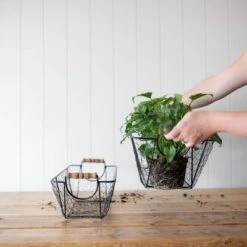 Set Of 2 Oblong Black Metal & Wood Baskets - Foreside Home & Garden -Eco Haven Store GUEST 7d3315c4 0070 4eed 8409 a7223ae4a0d2