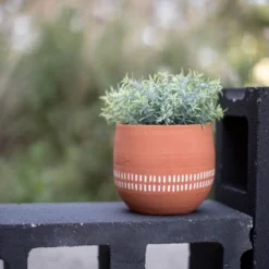 White Ticking Stripe Terracotta Planter - Foreside Home & Garden -Eco Haven Store GUEST 7df915c0 4a63 4423 abb9 00a6f4dbac08