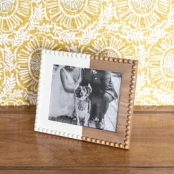 8X10 Inch Beaded Picture Frame White Dipped Wood, MDF & Glass By Foreside Home & Garden