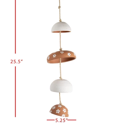 White Floral And Natural Terracotta Hanging Chime - Foreside Home & Garden 4 White Floral And Natural Terracotta Hanging Chime - Foreside Home & Garden - Image 2