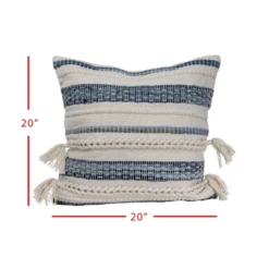 Blue 20x20" Cotton And Recycled Demin Decorative Throw Pillow With Hand Tied Tassels - Foreside Home & Garden 8 Blue 20x20" Cotton And Recycled Demin Decorative Throw Pillow With Hand Tied Tassels - Foreside Home & Garden -Eco Haven Store GUEST 8110995f ea4c 4486 a2c0 e98145e9a786