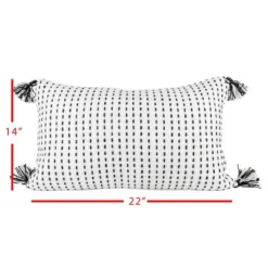 White With Black Tick Stripe 14X22 Hand Woven Filled Outdoor Pillow - Foreside Home & Garden -Eco Haven Store GUEST 814418b8 9456 44b8 a287 afdbee15d5cf