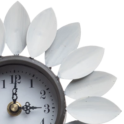 Distressed White Metal Flower Battery Operated Table Clock - Foreside Home & Garden 6 Distressed White Metal Flower Battery Operated Table Clock - Foreside Home & Garden - Image 4
