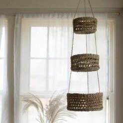 Natural Seagrass 3 Tiered Hanging Basket - Foreside Home & Garden -Eco Haven Store GUEST 821a1d67 ea6f 43a6 b694 6c7076d8dddb