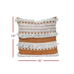 Orange Striped Hand Woven 18x18" Outdoor Decorative Throw Pillow With Hand Tied Fringe - Foreside Home & Garden 9 Orange Striped Hand Woven 18x18" Outdoor Decorative Throw Pillow With Hand Tied Fringe - Foreside Home & Garden -Eco Haven Store GUEST 82de915f db6e 4f46 8a5f fce5deedfe09