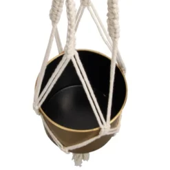 Macrame Hanging Planter With Gold Metal Planter Pot - Foreside Home & Garden -Eco Haven Store GUEST 842f529d 1a9f 4207 957e 841edace2bea
