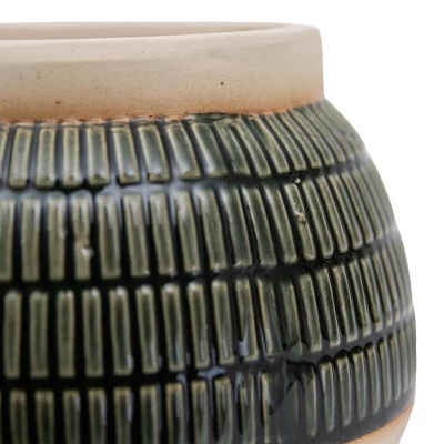 Wide Green Stoneware Planter - Foreside Home & Garden 4 Wide Green Stoneware Planter - Foreside Home & Garden - Image 2