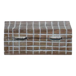 Handcarved Plaid 6x4" Lidded Decorative Wood Storage Box - Foreside Home & Garden -Eco Haven Store GUEST 88f7bfe8 021a 4d94 9249 ca55c0b7125a