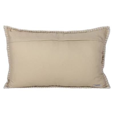 14X22 Inch Hand Woven Floral Outdoor Pillow Tan Polyester With Polyester Fill By Foreside Home & Garden 5 14X22 Inch Hand Woven Floral Outdoor Pillow Tan Polyester With Polyester Fill By Foreside Home & Garden - Image 3