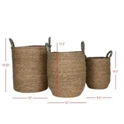 Set Of 3 Baskets Brown Woven Seagrass By Foreside Home & Garden 11 Set Of 3 Baskets Brown Woven Seagrass By Foreside Home & Garden -Eco Haven Store GUEST 8ac78aa1 73e7 4bb0 af14 a37f3c184e2f