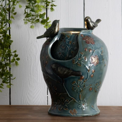 Blue Verdigris Bird Indoor Water Fountain With LED Light And Pump - Foreside Home & Garden 8 Blue Verdigris Bird Indoor Water Fountain With LED Light And Pump - Foreside Home & Garden - Image 6