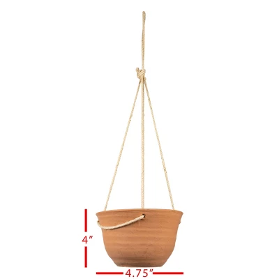 Wide Terracotta & Jute Hanging Planter - Foreside Home & Garden 5 Wide Terracotta & Jute Hanging Planter - Foreside Home & Garden - Image 3