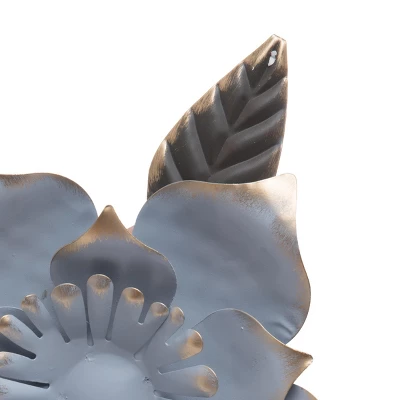 11 X 11.25 Inch Blue Metal Layered Flower Wall Décor - Foreside Home & Garden 5 11 X 11.25 Inch Blue Metal Layered Flower Wall Décor - Foreside Home & Garden - Image 3