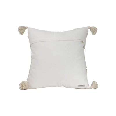 White Diamond Pattern Hand Woven 18x18" Cotton Decorative Throw Pillow With Hand Tied Tassels - Foreside Home & Garden 4 White Diamond Pattern Hand Woven 18x18" Cotton Decorative Throw Pillow With Hand Tied Tassels - Foreside Home & Garden - Image 2