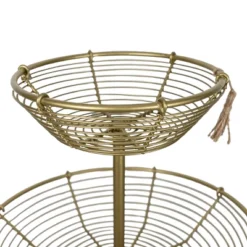 3-Tiered Basket Riser Brass Metal With Jute Tassel By Foreside Home & Garden -Eco Haven Store GUEST 8cf2f6a1 9de3 4e0d ac00 907bccba3ad9