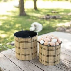 Set Of 2 Brown Metal & Wood Bins - Foreside Home & Garden -Eco Haven Store GUEST 8f571541 a9f4 43fe b0cd 4a1af049128b