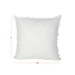 18X18 Inch Hand Woven Fringe Pillow White Cotton & Linen With Polyester Fill By Foreside Home & Garden 9 18X18 Inch Hand Woven Fringe Pillow White Cotton & Linen With Polyester Fill By Foreside Home & Garden -Eco Haven Store GUEST 8f74f37a a07e 471e 9711 87d811f0e75f