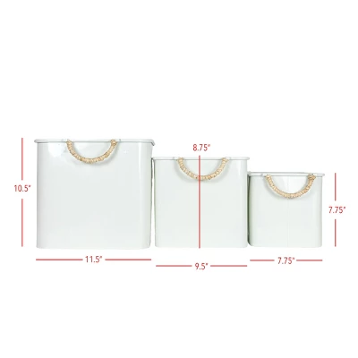 Set Of 3 Baskets White Metal & Reed By Foreside Home & Garden 6 Set Of 3 Baskets White Metal & Reed By Foreside Home & Garden - Image 4