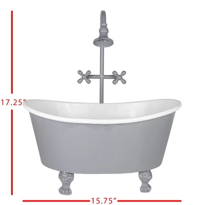 Antique Bathtub Planter Gray Metal - Foreside Home & Garden 8 Antique Bathtub Planter Gray Metal - Foreside Home & Garden - Image 6