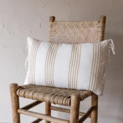 14X22 Inch Hand Woven Pillow Tan Cotton With Polyester Fill - Foreside Home & Garden